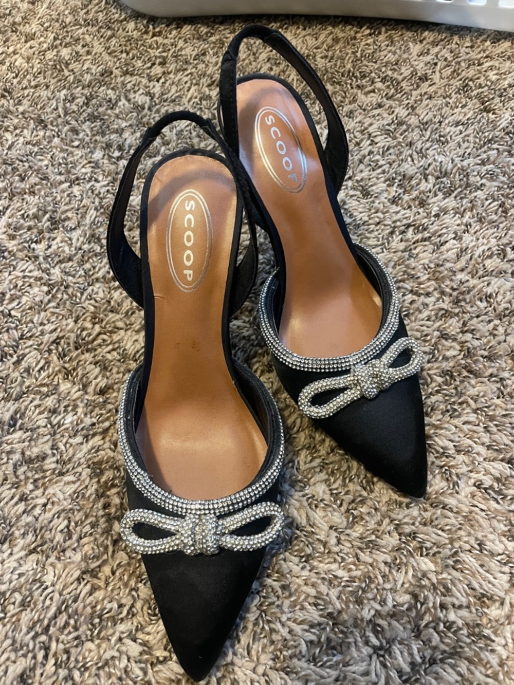 Scoop Black Crystal Bow Slingback Heels